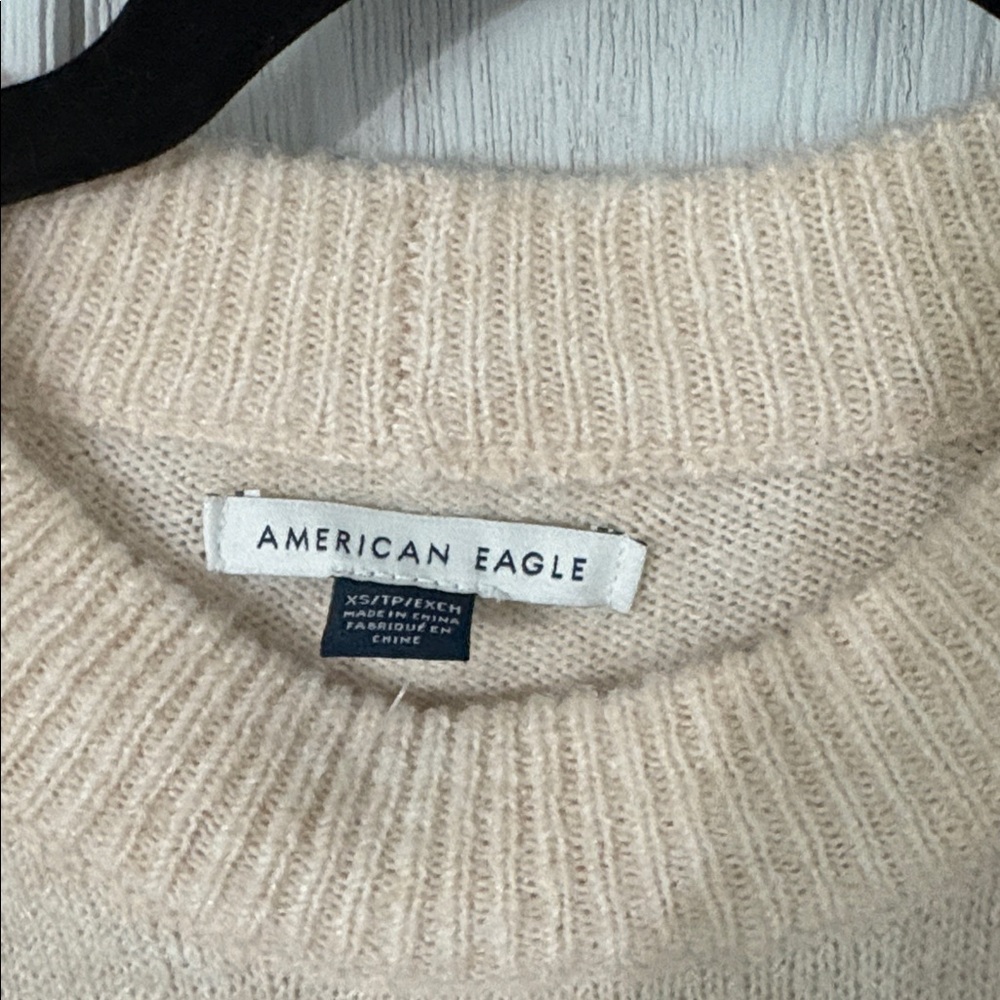 AE CREWNECK HOLIDAY RED BEIGE SWEATER DRESS - Picture 5 of 7